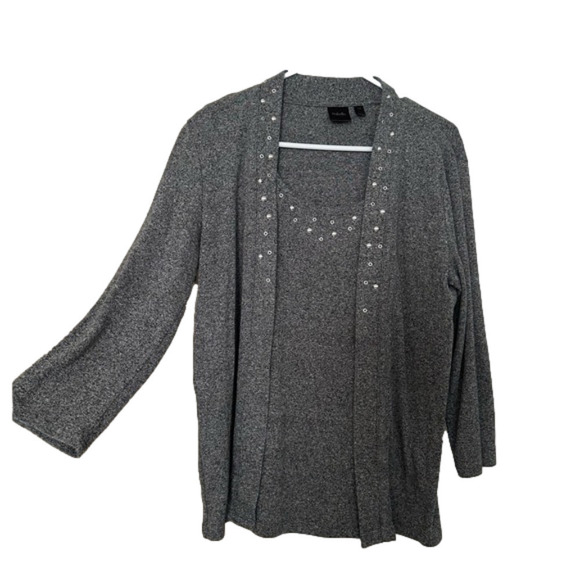 Rafaella One Piece Embellished Cardigan Top - Picture 1 of 6